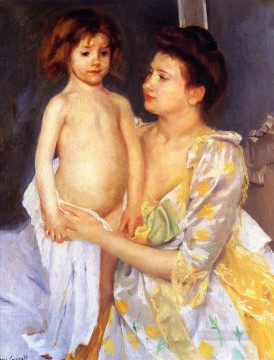 Jules Being Dried by His Mother mothers children Mary Cassatt Oil Paintings